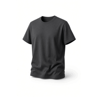 T-shirt en coton marron pour homme, manches courtes, col rond, coupe classique, décontracté, couleur unie, tricot jersey respirant, 230g, teint uni