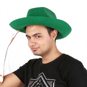 Chapeau de cowboy vert en feutre élégant pour hommes et femmes Accessoire de festival de <span class=keywords><strong>musique</strong></span> <span class=keywords><strong>country</strong></span> de style occidental - Product Image 2