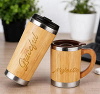 Ensemble de tasses en bambou personnalisées, tasses à café réutilisables avec logo personnalisé pour les cadeaux d'entreprise et les acheteurs de marques éco-responsables