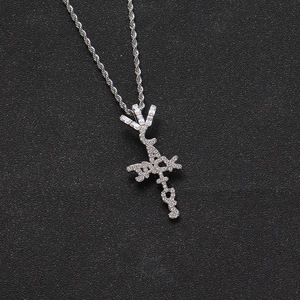 Bijoux Hip Hop de la marque <span class=keywords><strong>Travis</strong></span> Scott, or, serti de zircon, pendentif en forme de <span class=keywords><strong>cactus</strong></span>, croix, collier Hip Hop - Product Image 4