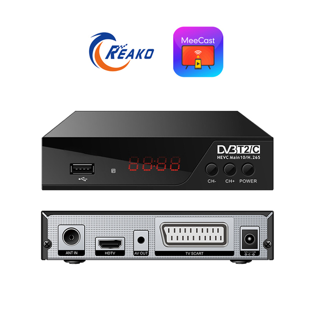 MeeCast OEM/ODM Factory HD Europe HEVC H.265 DVB-T2 Receiver TV BOX Multi-Language Free Tv Decoder Digital TV Tuner Set Top Box