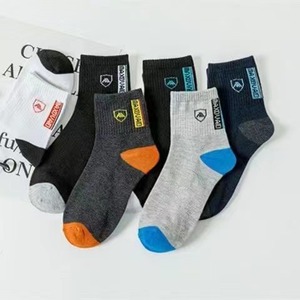 Men's Athletic Socks Mid-Calf Polyester Cotton Breathable Casual Daily Wear Solid Color Mixed Colors Sport Shield Design - Product Image 2