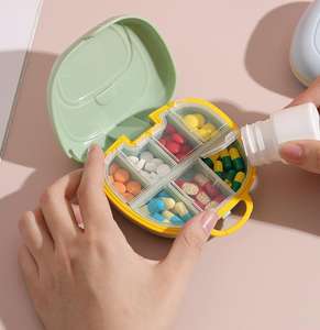 Круглая форма, портативная пластиковая коробка для лекарств, дорожная коробка с 7 отделениями, небольшая коробка для хранения таблеток, органайзер для еженедельных контейнеров - Product Image 4