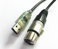 Adaptador de interfaz USB a DMX, convertidor RS485, serie, 3 pines, XLR, LED, DMX512, Software Freestyler, PC a Control de escenario, Cable atenuador
