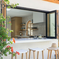Fenêtre pliante en aluminium à rupture de pont thermique OUNA pour jardin et terrasse extérieurs, conception écoénergétique avec dimensions personnalisées