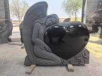 Stèle funéraire personnalisée en granit noir du Shanxi, sculptée à la main, pour cimetière et mausolée