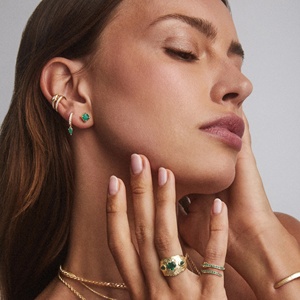 LOZRUNVE 925 Plata Marca Diseñador Sin Piercing Pendiente Moda Esmeralda Piedra Serpiente Ear Cuff - Product Image 3