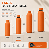 Bouteille d'eau personnalisée en acier inoxydable de 500 ml, à double paroi, isolée sous vide, avec peinture caoutchoutée mate et logo, pour cadeaux d'entreprise