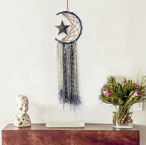 Capteur de rêves en macramé, bijou de charme suspendu en forme de demi-<span class=keywords><strong>cercle</strong></span> lune, couleur bleu marine - Product Image 2