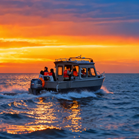 Bateau à cabine en aluminium abordable de 22 pieds avec double barre, croiseur à cabine de pêche au large, navire de voyage marin de luxe à vendre