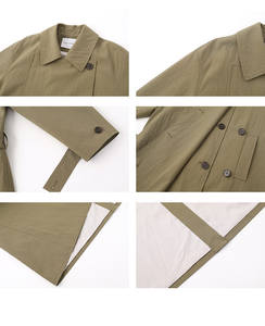 VEGA CHANG <span class=keywords><strong>Trench</strong></span> Coat <span class=keywords><strong>Verde</strong></span> Oliva Impermeabile con Cintura in Vita, Casual e Antivento per Uso Quotidiano - Product Image 6