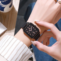Montre à quartz de style français, esthétique raffinée, grand cadran, boîtier en alliage écologique, bracelet en silicone, design élégant