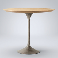 Table à manger ronde OEM/ODM, mobilier de salle à manger, base en piédestal courbé, table à manger en bois de luxe pour hôtels et restaurants