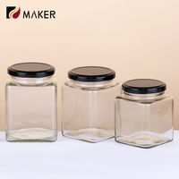 Distributeur de confiture et de miel de luxe, récipient de stockage alimentaire en verre borosilicate carré, pot à épices et sauces avec couvercle métallique, plusieurs tailles