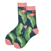 Chaussettes mi-mollet en coton unisexe pour homme et femme, motif dessin animé flamant rose, collection automne-hiver 2026, vente chaude transfrontalière