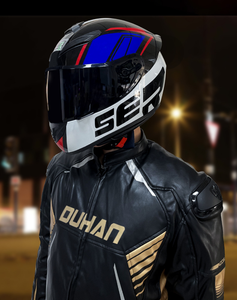 Nuevo <span class=keywords><strong>Casco</strong></span> de Motocicleta <span class=keywords><strong>Integral</strong></span> QIKE Predator con Espejo Dorado, Certificado 3C/DOT, Carcasa de ABS, Estilo Racing, para Todas las Estaciones - Product Image 2