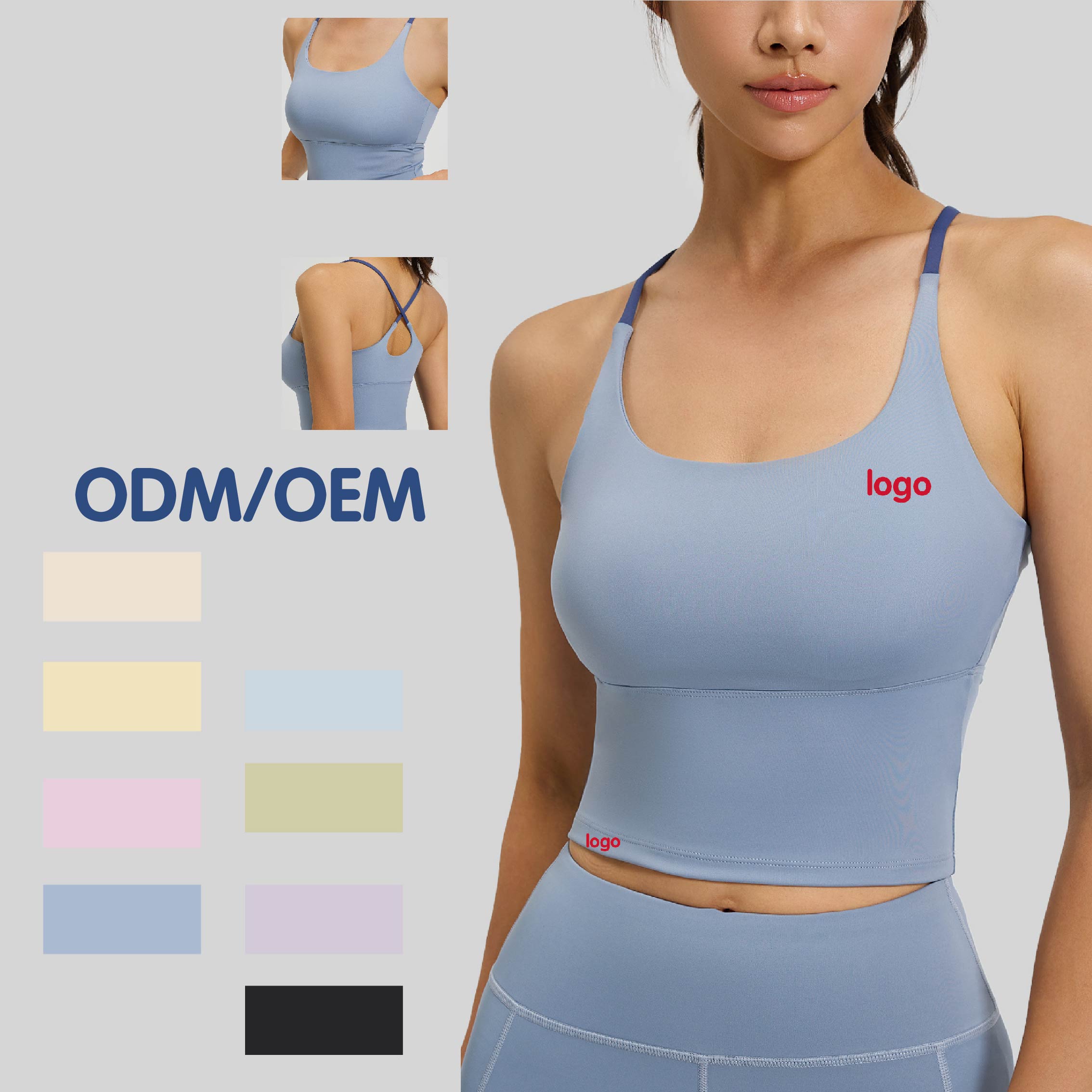 High Stretch Yoga Top Women Built in Pads Slim Fit Breathable for Gym Workout Supplier 01