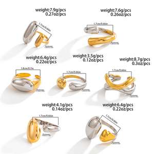 Bague empilable en acier inoxydable 18K étanche pour femme – Accessoire tendance pour elle, bijou de mode féminin à porter au doigt - Product Image 6