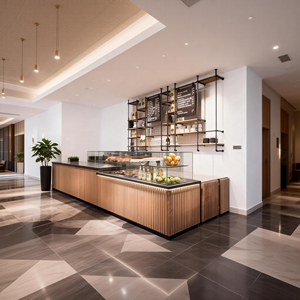 Vetrina Espositiva in Legno con Illuminazione LED, <span class=keywords><strong>Bancone</strong></span> Personalizzabile per Caffetteria, Negozio di Dolci e <span class=keywords><strong>Pasticceria</strong></span> - Product Image 3