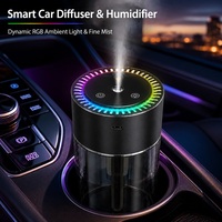 Diffuseur d'arômes pour voiture, humidificateur, support de tasse, lumière ambiante RGB, projecteur étoilé, double mode de brumisation, rechargeable par Type-C, pour la maison