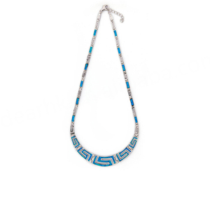 Collar Redondo con Diseño Único Griego de Plata de Ley 925 con Ópalo Azul para Niñas - Product Image 6