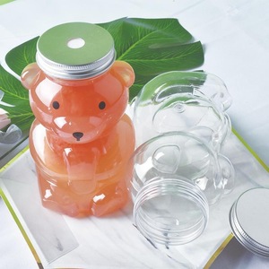 Venta caliente Forma de oso PET Botella de agua de plástico Tapa de aluminio Bebidas Jugo Café Leche Soda Con tapón de rosca Vestido frío - Product Image 6