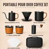 Kit de café portable pour voyage avec moulin, filtre, pot de partage et coffret cadeau pour l'extérieur