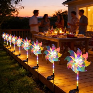 Lampe <span class=keywords><strong>solaire</strong></span> LED extérieure étanche RGB multicolore en forme <span class=keywords><strong>de</strong></span> <span class=keywords><strong>moulin</strong></span> à vent pour pelouse, parc, allée, portail, sécurité, aménagement paysager et événements - Product Image 5