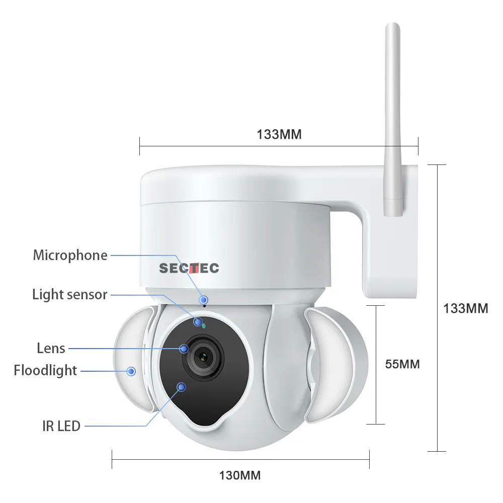 Tuya 3Mp 5MP akıllı ev CCTV Wifi projektör kamera 3W lamba hareket sensörü otomatik Alarm Video LED Wifi güvenlik