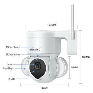 Tuya 3Mp 5MP Smart Home CCTV Wifi Floodlight Camera 3W Lamp Motion Sensor Automatically Alarm Video LED Wifi Security