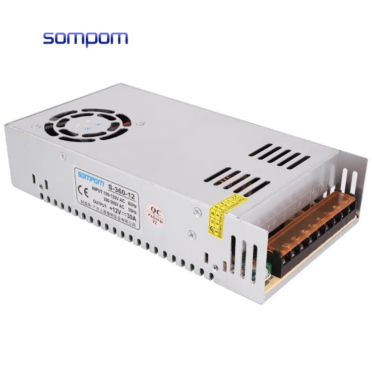 110V/220V AC DC 12V 30A güç kaynağı ledi sürücü Fan soğutma Sompom 12V 30 Amp anahtarlama güç kaynağı