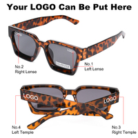 Lunettes de Soleil Carrées Hommes Femmes PC Polarisées avec Logo Métal Vintage Personnalisé Noires