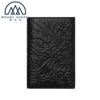 Dompet Kartu Pendek Kulit Embos Naga Fashion Logo Kustom, Dompet Kartu RFID Tipis Kulit Lembut Buatan Tangan