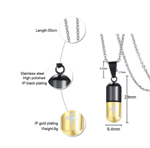 Nueva moda de los hombres es Punk abrir la cápsula de botella de Perfume botella de píldora Cruz colgantes Acero inoxidable cadena para el regalo de las mujeres - Product Image 2