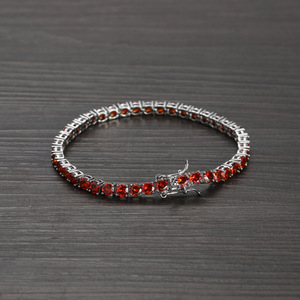 4mm <b>Red</b> Zirconium Single Row Tennis <b>Bracelet</b> Women's Accessory Tanjing Fashion Lijing Necklace - Product Image 1