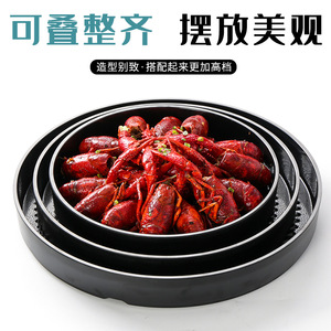 Oval <b>Black</b> Melamine <b>Plate</b> For Seafood Spicy Hot Pot Serving Commercial Use Party Dishes - Product Image 3