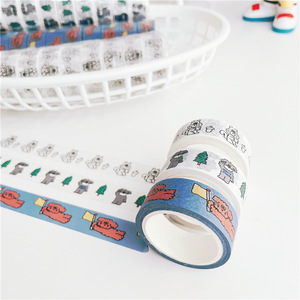 Negro Blanco Azul Washi Tape Gracias Lindo Kawaii Anime Washi Cintas adhesivas a granel - Product Image 6