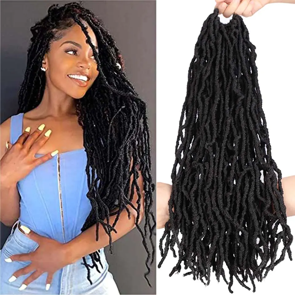 MYZYR di Vendita Caldo Nu Locs Morbido Crochet Trecce di Capelli 18 Pollici Faux Locs Ricci Capelli Sintetici Crochet Calza per Le Donne 2020