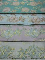 Tissu en Chiffon Jacquard Doré 100% Polyester, Léger et Respirant, à Motifs Floraux Coupés en Deux Petits Carrés, pour Robe de Fille