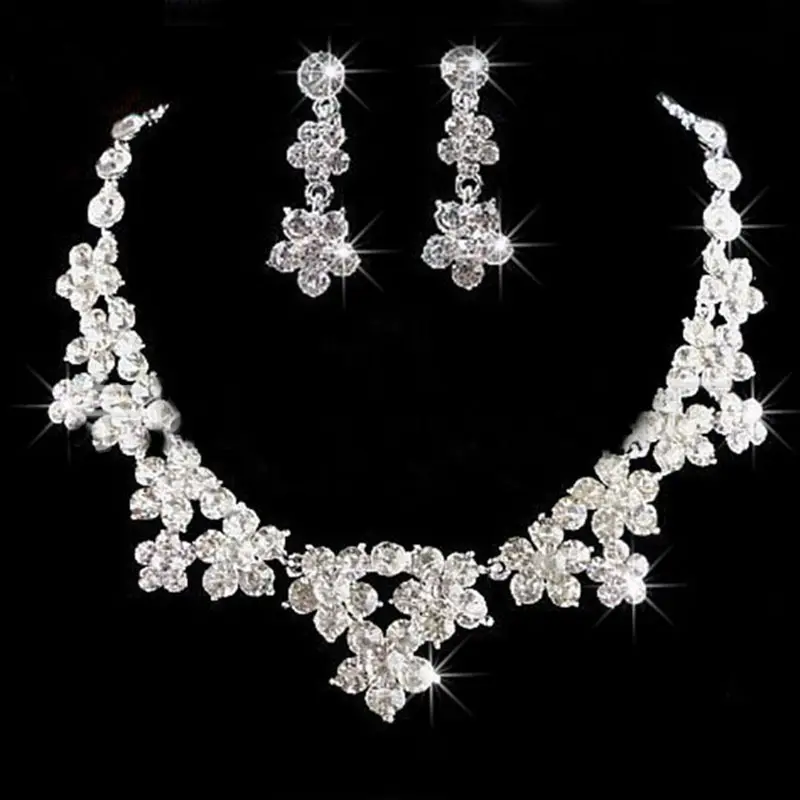 Оригинальное блестящее ожерелье с бриллиантами для невесты набор ювелирных изделий счастливая Горячая цепочка Свадебные аксессуары комплекты ювелирных украшений