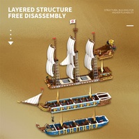 Modèle de bateau de croisière éducatif pour enfants, bloc de construction, grand bateau à voile, kit de modèle en plastique, bateau pirate, cadeau compatible
