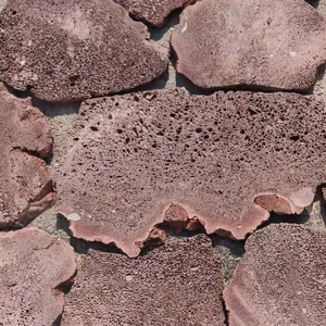 天然红色火山熔岩不规则松散石板贴面瓷砖，用于墙板墙面和地板