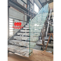 Villa de luxe Marbre Étape Flottant Escalier Pierre Étape Escaliers en porte-à-faux pour la décoration de la maison