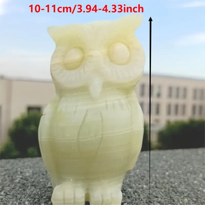 1pc Statue de hibou en pierre de calcite verte naturelle-Décor élégant de hibou avec des yeux expressifs et des plumes détaillées, grand cristal de 10cm - Product Image 2
