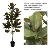 Ficus artificiel de 1,7 m (5,6 pi) en caoutchouc, vert mature de qualité supérieure, faible entretien, avec pot noir pour hôtel, bureau, centre commercial, restaurant