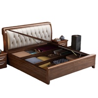 Lit double en bois massif de noyer noir d'Amérique du Nord, 1,8 m, meubles de chambre principale, esthétique de style Song, lit en bois de 1,5 mètre