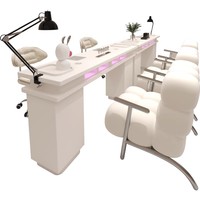 Meubles de salon de beauté modernes en promotion : table de manucure simple ou double en bois avec lampe à ongles