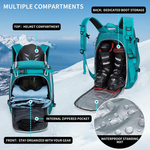 Free sample Custom Single Double Board Ski Boot Bag Waterproof Ski Bags With Wheels and <b>Large</b> Capacity Outdoor Skiing Backpack - Product Image 5