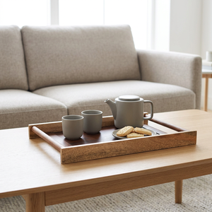 Plateau de service en bois de manguier et de sheesham artisanal pour le petit-déjeuner, le thé et les collations | Fournisseur en vrac en gros de marque privée OEM - Product Image 3