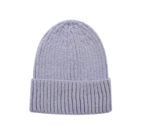 Bonnet en tricot côtelé doux en acrylique personnalisé, bonnet d'hiver pliable violet clair pour femme, tenues décontractées minimalistes, OEM accepté